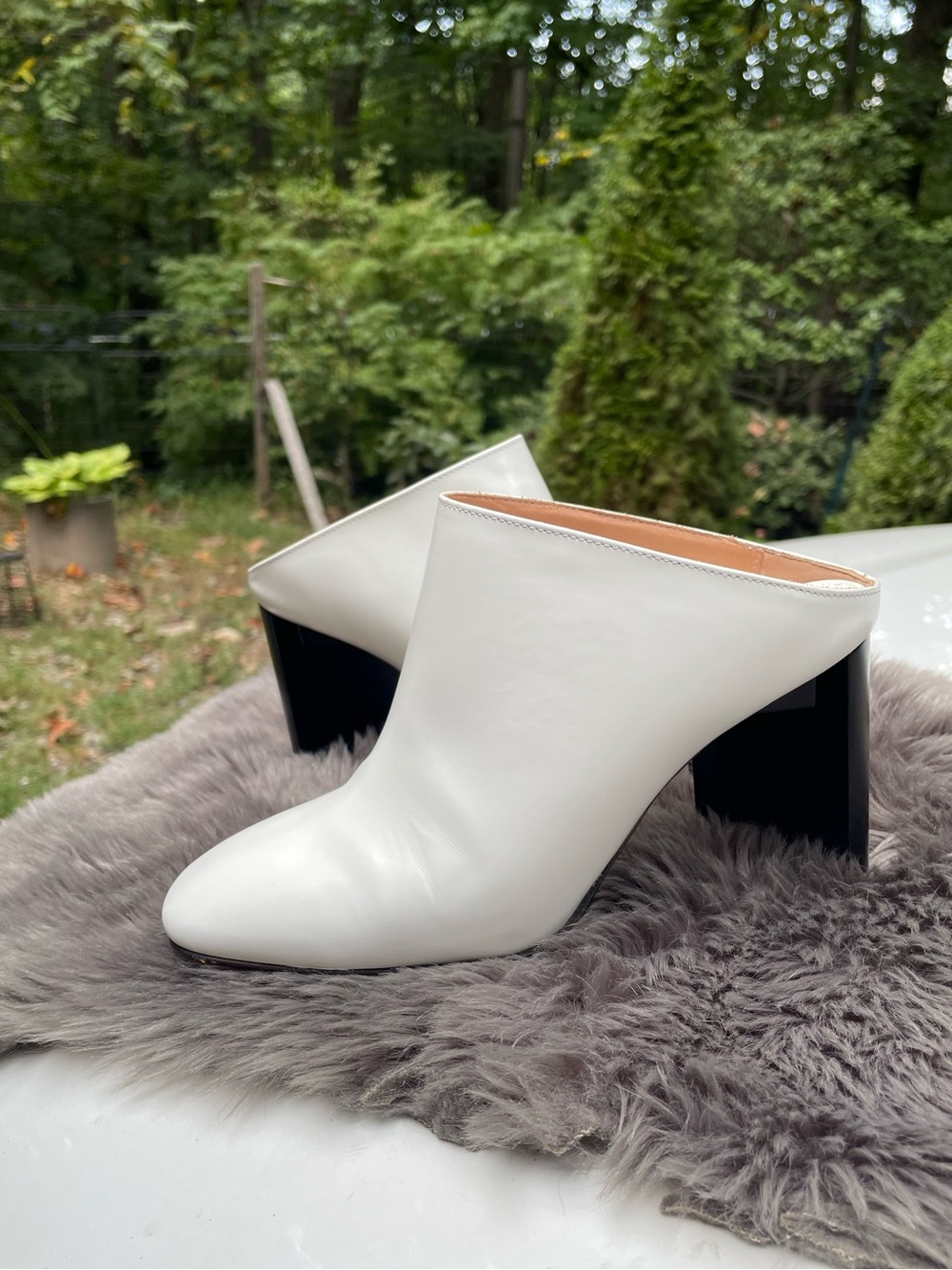 Maison Margiela White Leather Heeled Mules Size 36 (6) US